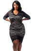 Sexy Black Plus Size Laced Overlay High Low Dress
